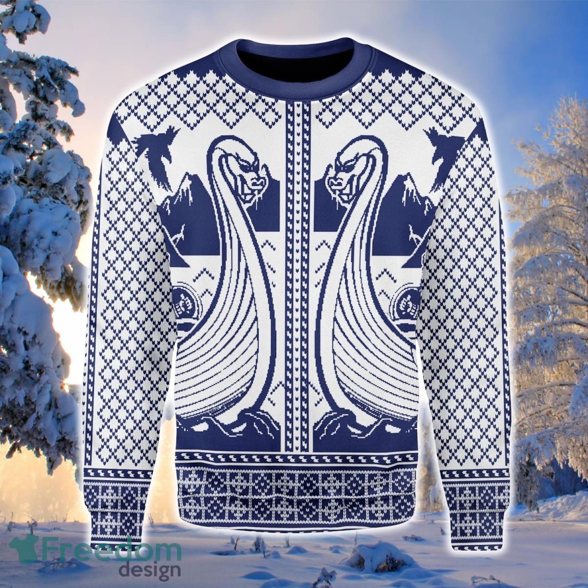 Viking Boat 3D Sweater Ugly Christmas Sweater For Men Women Product Photo 1