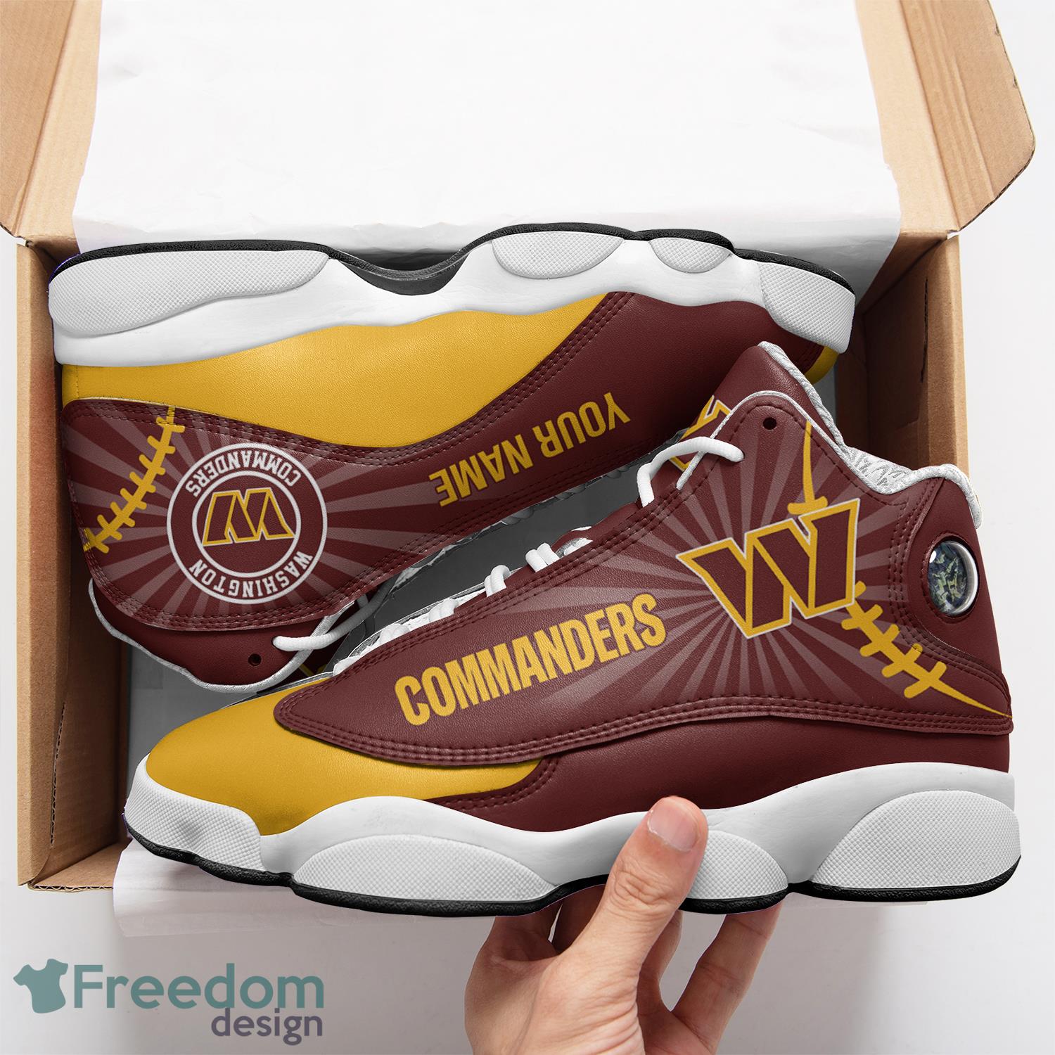 Washington Commanders NFL Personalized Name Air Jordan 13 High Top Shoes For Men Women - Washington Commanders Personalized Name NFL Air Jordan 13 High Top Shoes_2