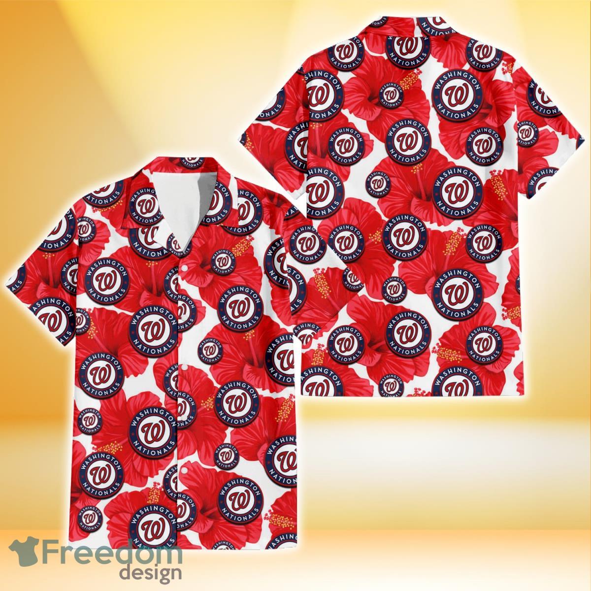 Shirts, Washington Nationals Hawaiian Shirt Short Sleeve Mens Large  Polyester Red