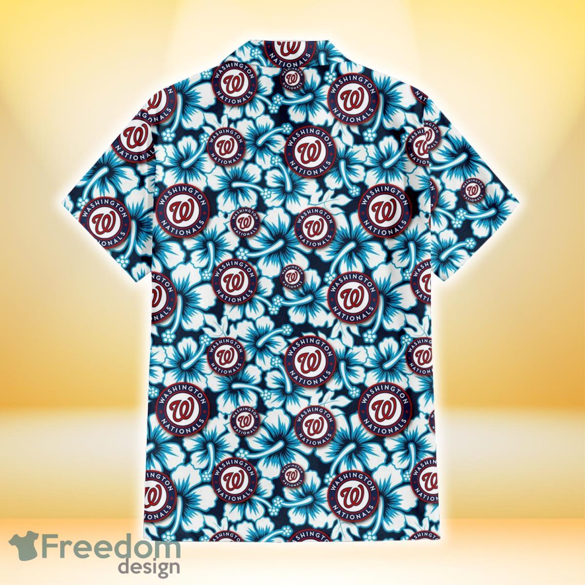 Washington Nationals White Hibiscus Pattern 3D Hawaiian Shirt For Fans -  Freedomdesign