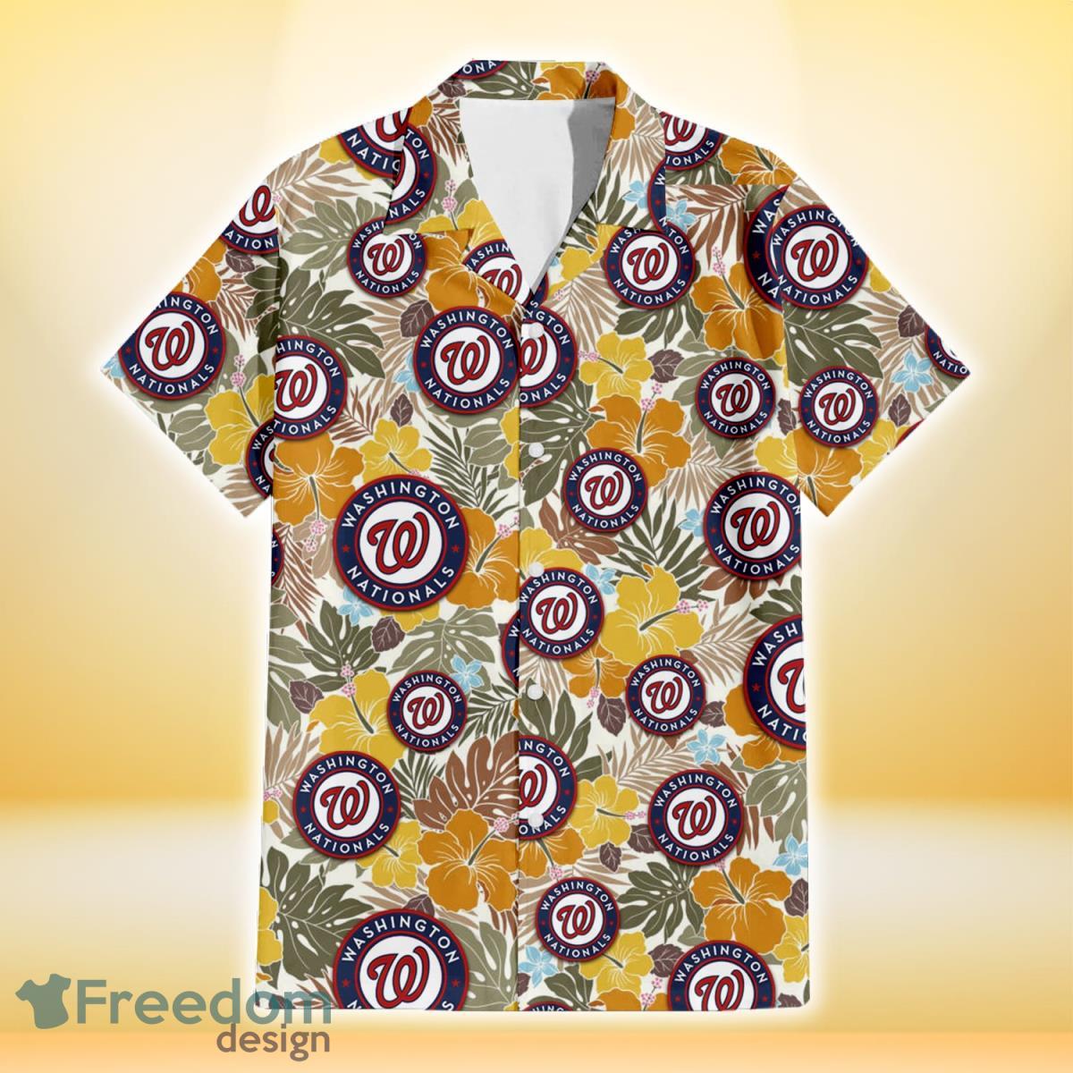 Washington Nationals White Hibiscus Pattern 3D Hawaiian Shirt For Fans -  Freedomdesign