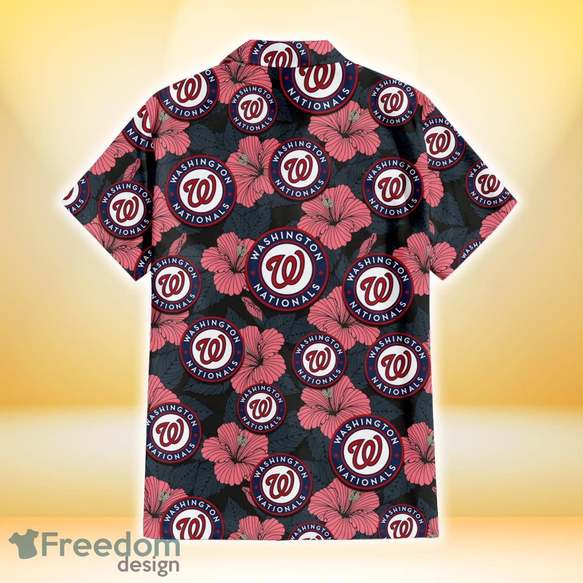 Washington Nationals Red Hibiscus Gray Leaf Beige Background 3D Hawaiian  Shirt Gift For Fans - Freedomdesign