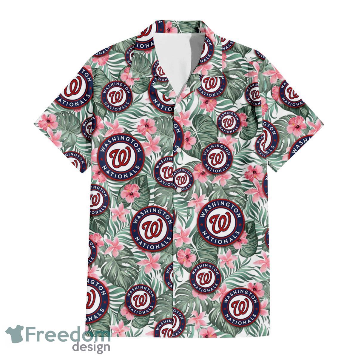 Washington Nationals Polynesian Flower Pattern Hawaiian Shirt