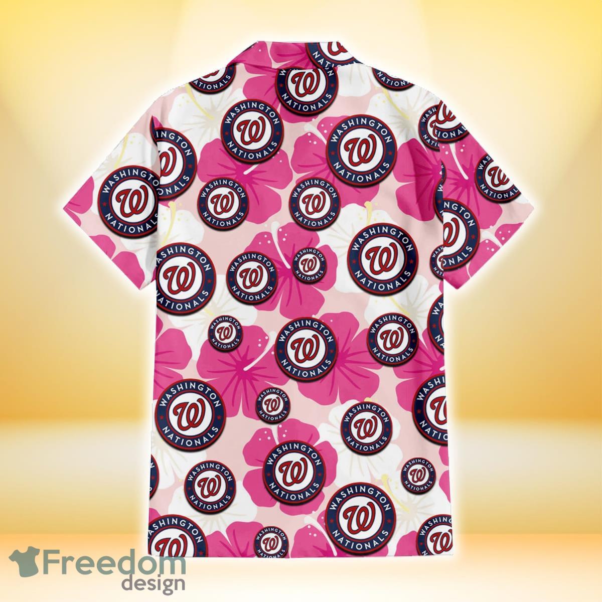 Washington Nationals White Hibiscus Pattern 3D Hawaiian Shirt For Fans -  Freedomdesign