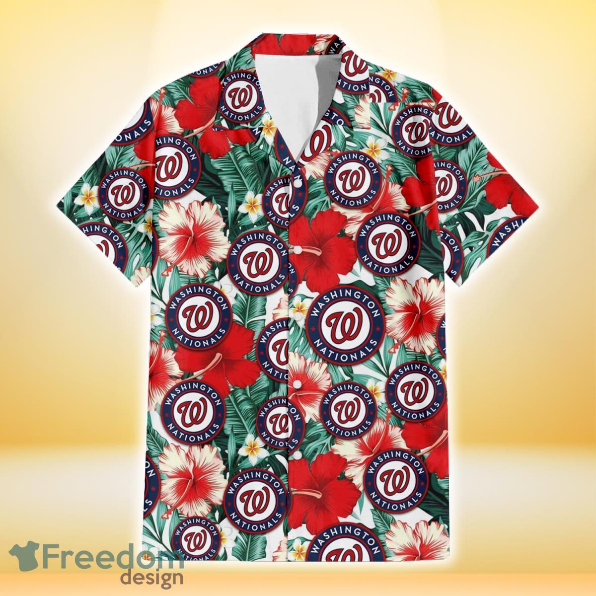 Washington Nationals Tropical Flower Set 3D Hawaiian Shirt And