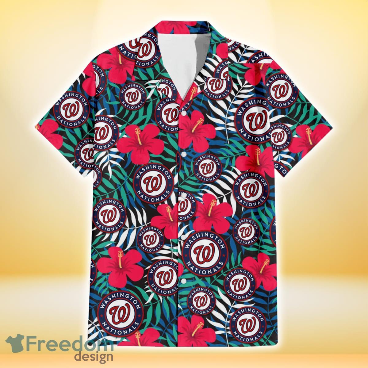 Washington Nationals Sport Fans Hibiscus All Over Print 3D Hawaiian Shirt -  Freedomdesign