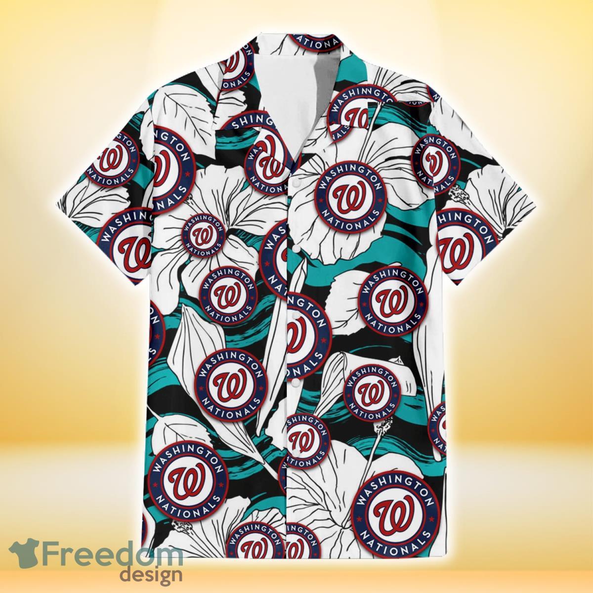 Washington Nationals White Hibiscus Pattern 3D Hawaiian Shirt For Fans -  Freedomdesign