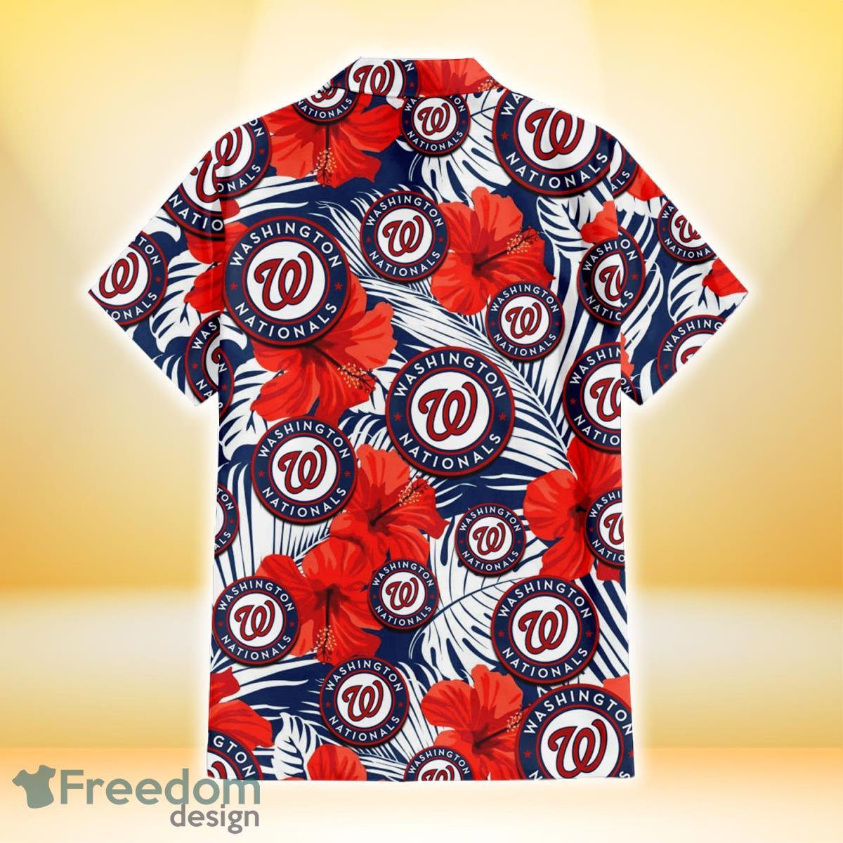 Washington Nationals White Hibiscus Pattern 3D Hawaiian Shirt For Fans -  Freedomdesign