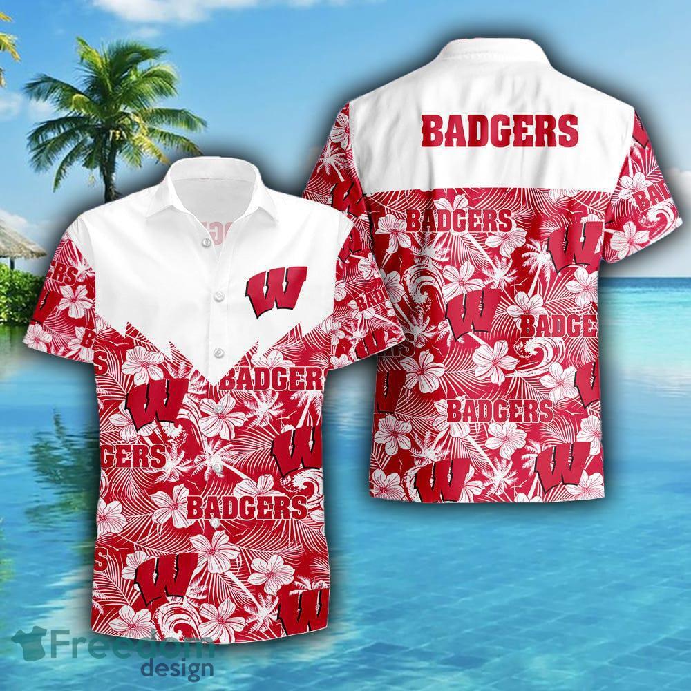 Wisconsin Badgers Hibiscus Hawaiian Shirt For Fans