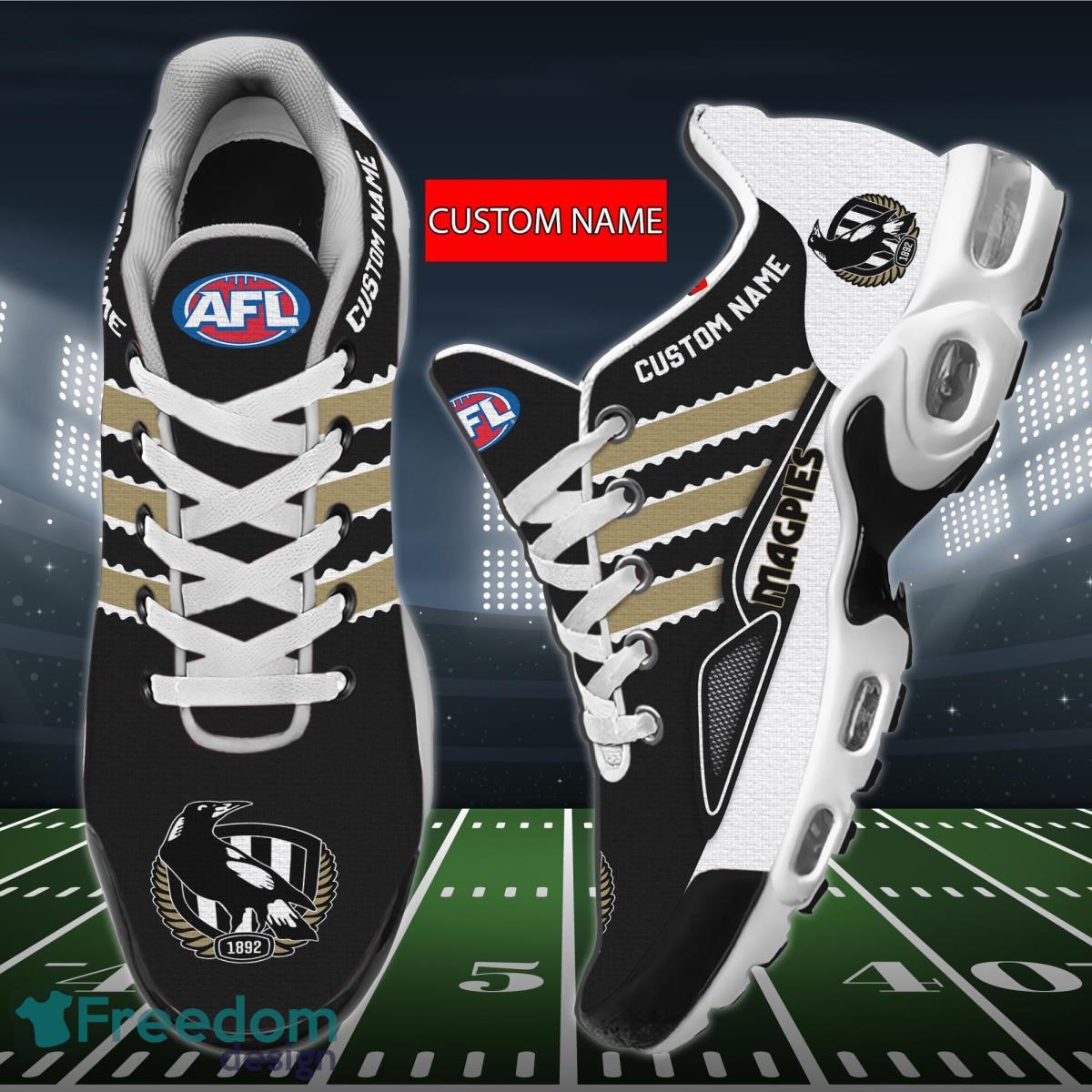 AFL Collingwood Magpies Air Cushion Sport Shoes Custom Name Product Photo 1