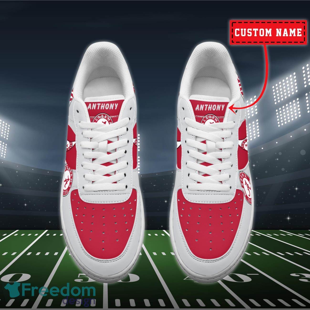 Alabama Crimson Tide NCAA Air Force Shoes Custom Name Product Photo 2