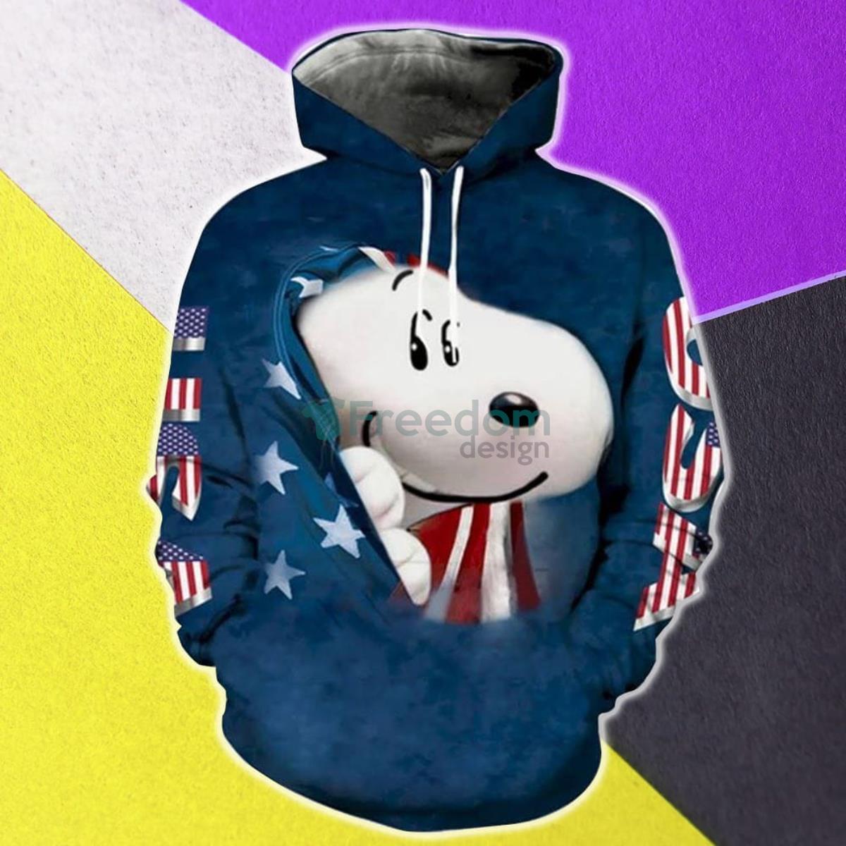 American Flag Snoopy Cartoon Movie Pullover Hoodie Product Photo 1
