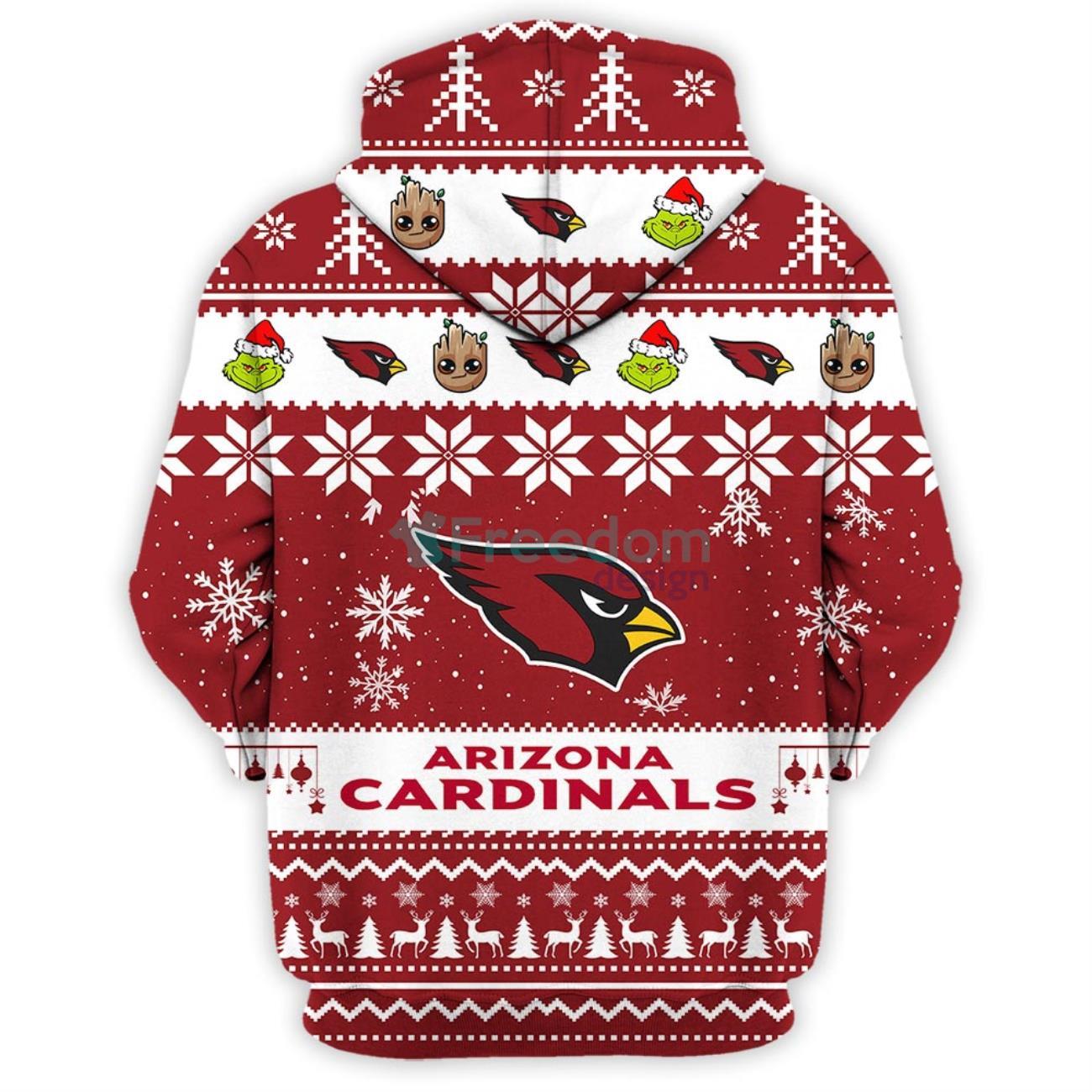 Arizona Cardinals Baby Groot And Grinch Best Friends 3D Chirstmas Sweater Hoodie Product Photo 3 Arizona Cardinals Baby Groot And Grinch Best Friends 3D Chirstmas Sweater Hoodie Product Photo 3