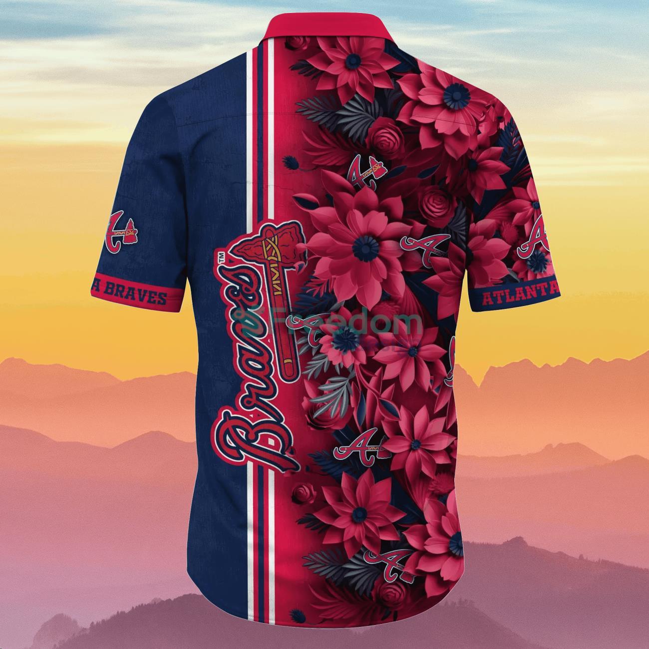 Atlanta Braves Tropical Floral Custom Name Aloha Hawaiian Shirt