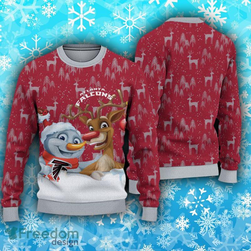 Atlanta Falcons Christmas Big Reindeer Pattern Christmas Gift 3D Ugly  Christmas Sweater - Banantees