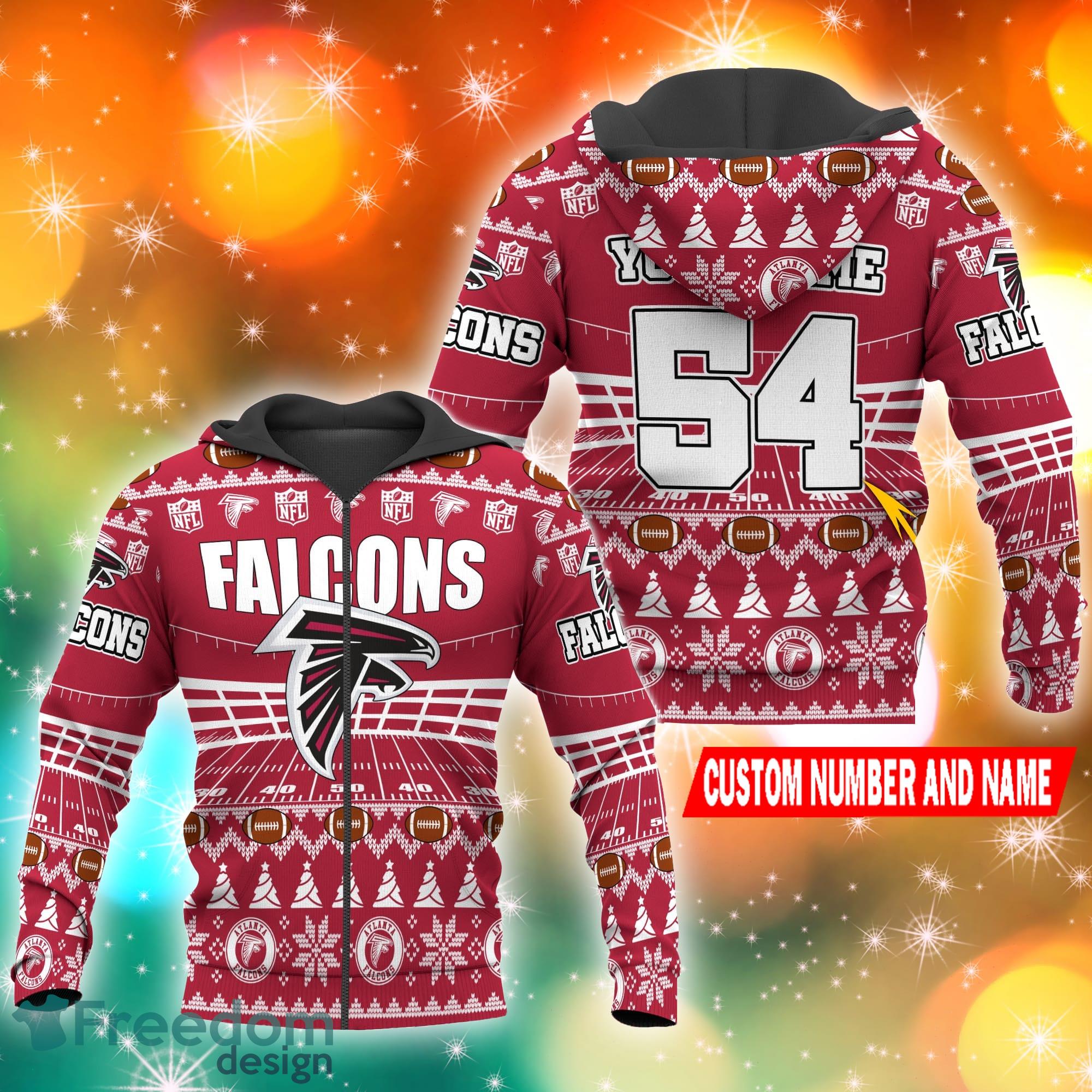 Atlanta Falcons Custom Name And Number Ugly Christmas Sweater -  Freedomdesign