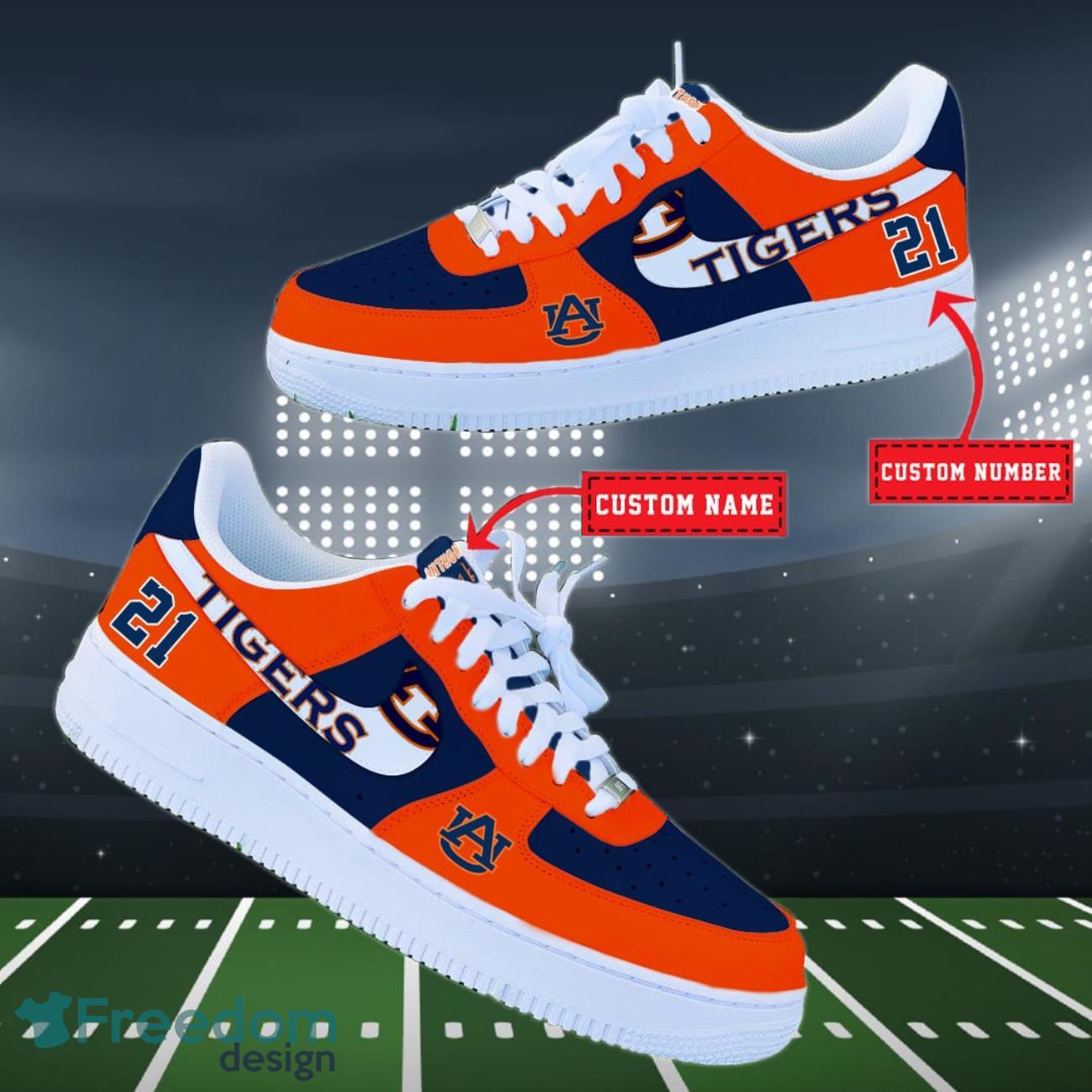 Auburn Tigers NCAA Air Force Shoes Custom Name Product Photo 2