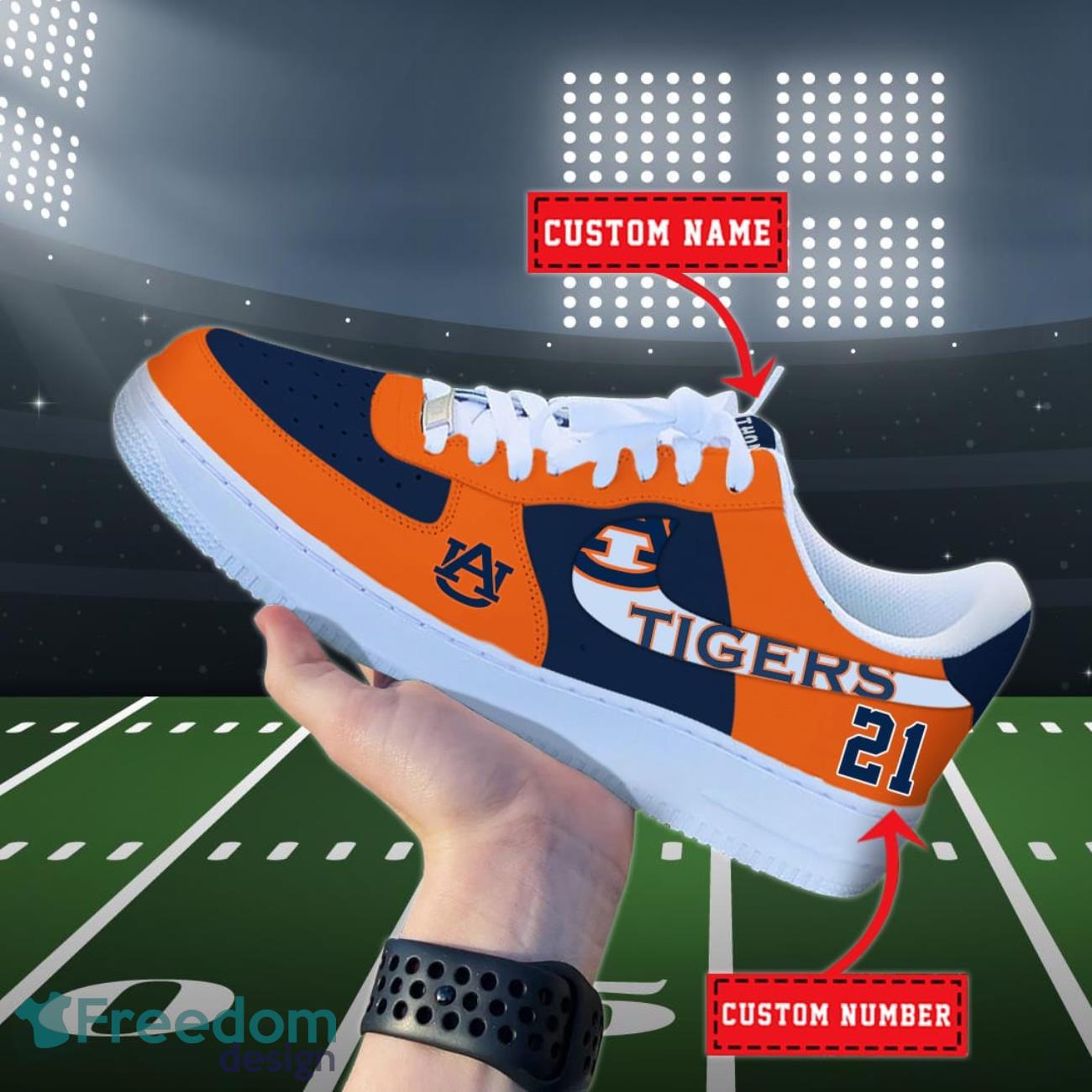 Auburn Tigers NCAA Air Force Shoes Custom Name Product Photo 1