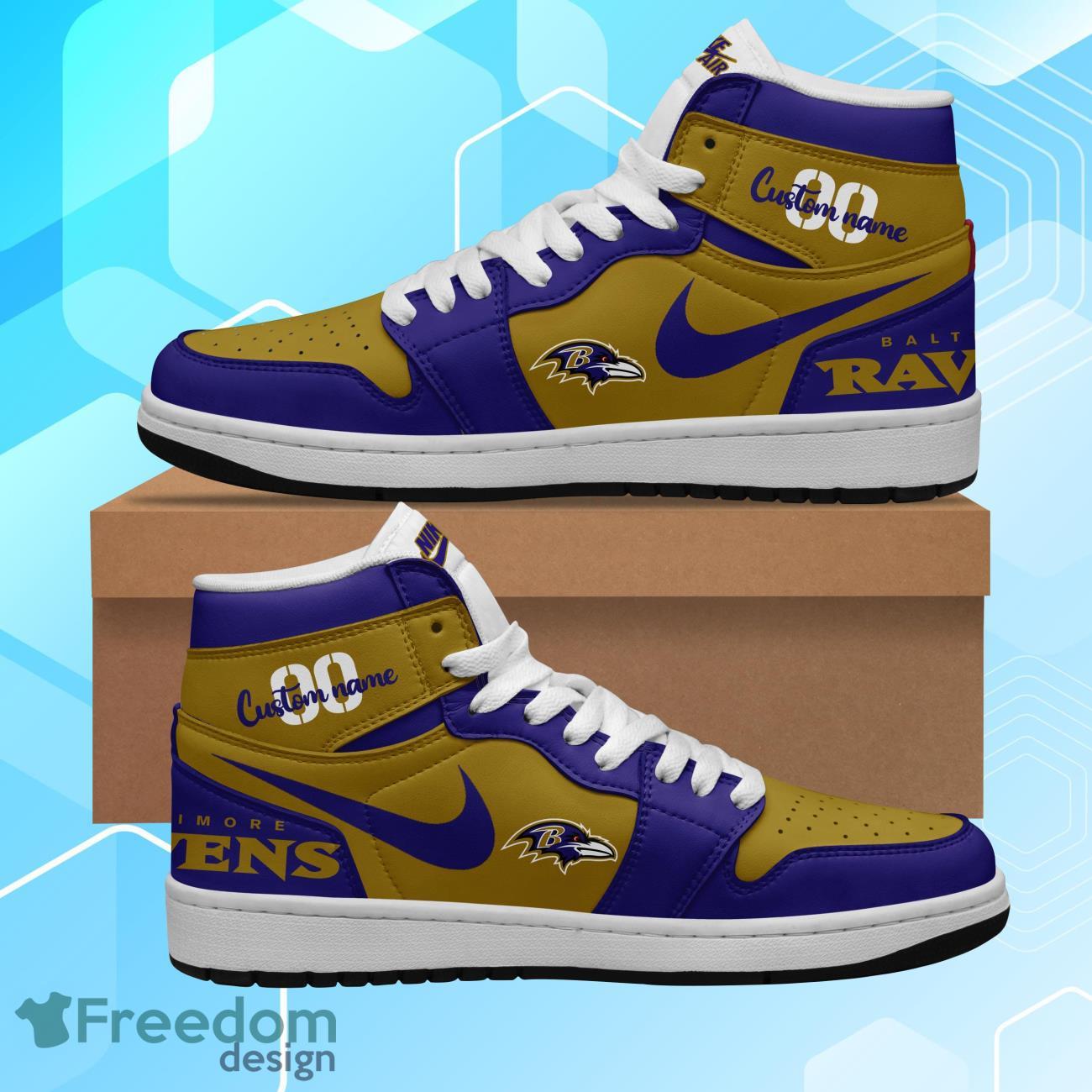 Baltimore Ravens Air Jordan Hightop Shoes Custom Name & Number Product Photo 1