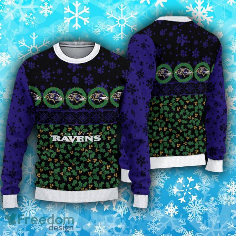 For Fans NFL Baltimore Ravens Christmas Tree And Gift Ugly Christmas Sweater  - Freedomdesign