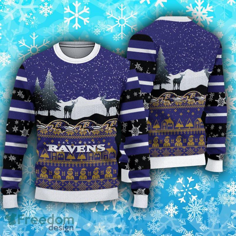 Baltimore Ravens Fans Pattern Festivity Ugly Christmas Sweater -  Freedomdesign