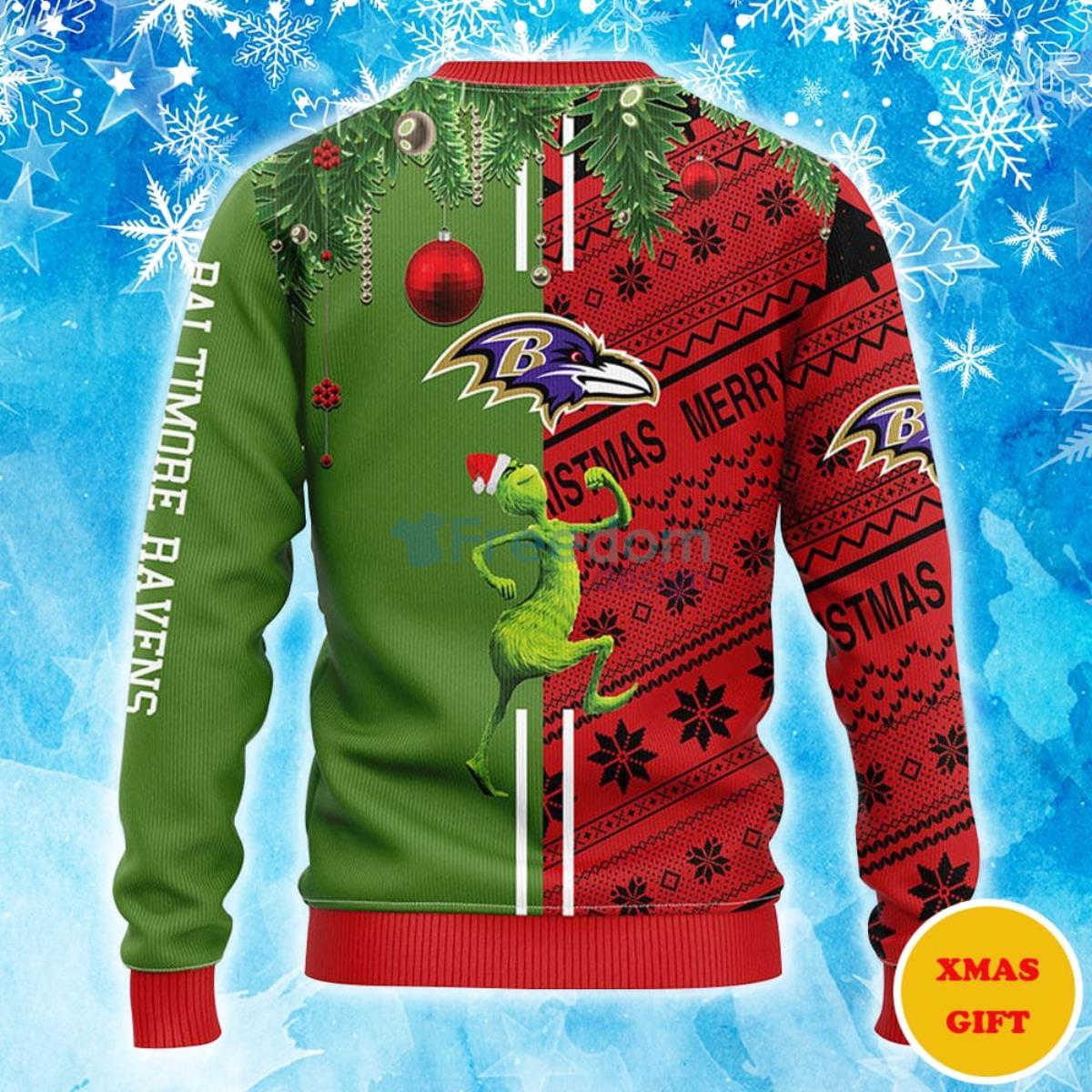 Baltimore Ravens Grinch & Scooby-Doo Christmas AOP Sweater - Freedomdesign