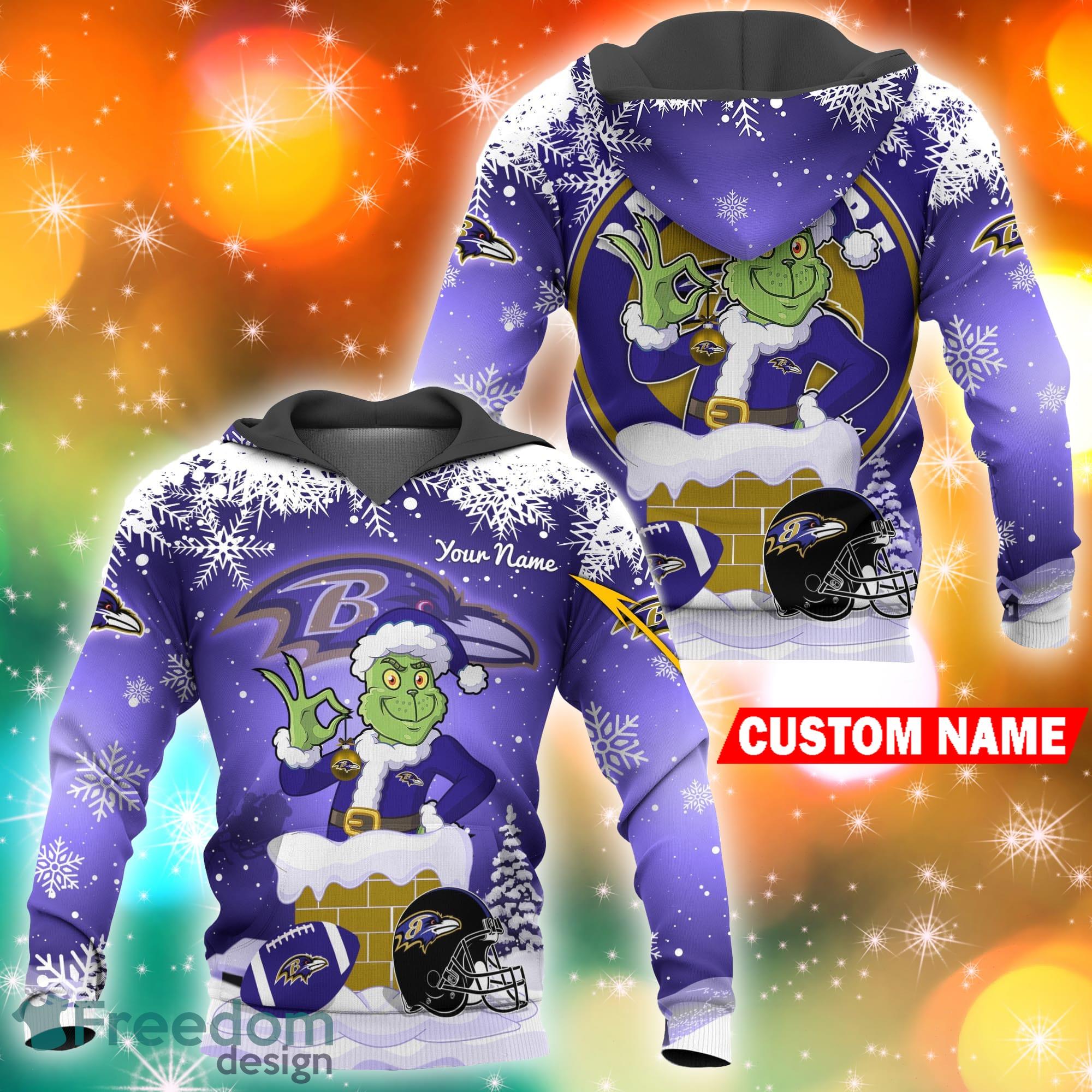 Baltimore Ravens NFL Christmas Grinch in Chimney 3D Hoodie