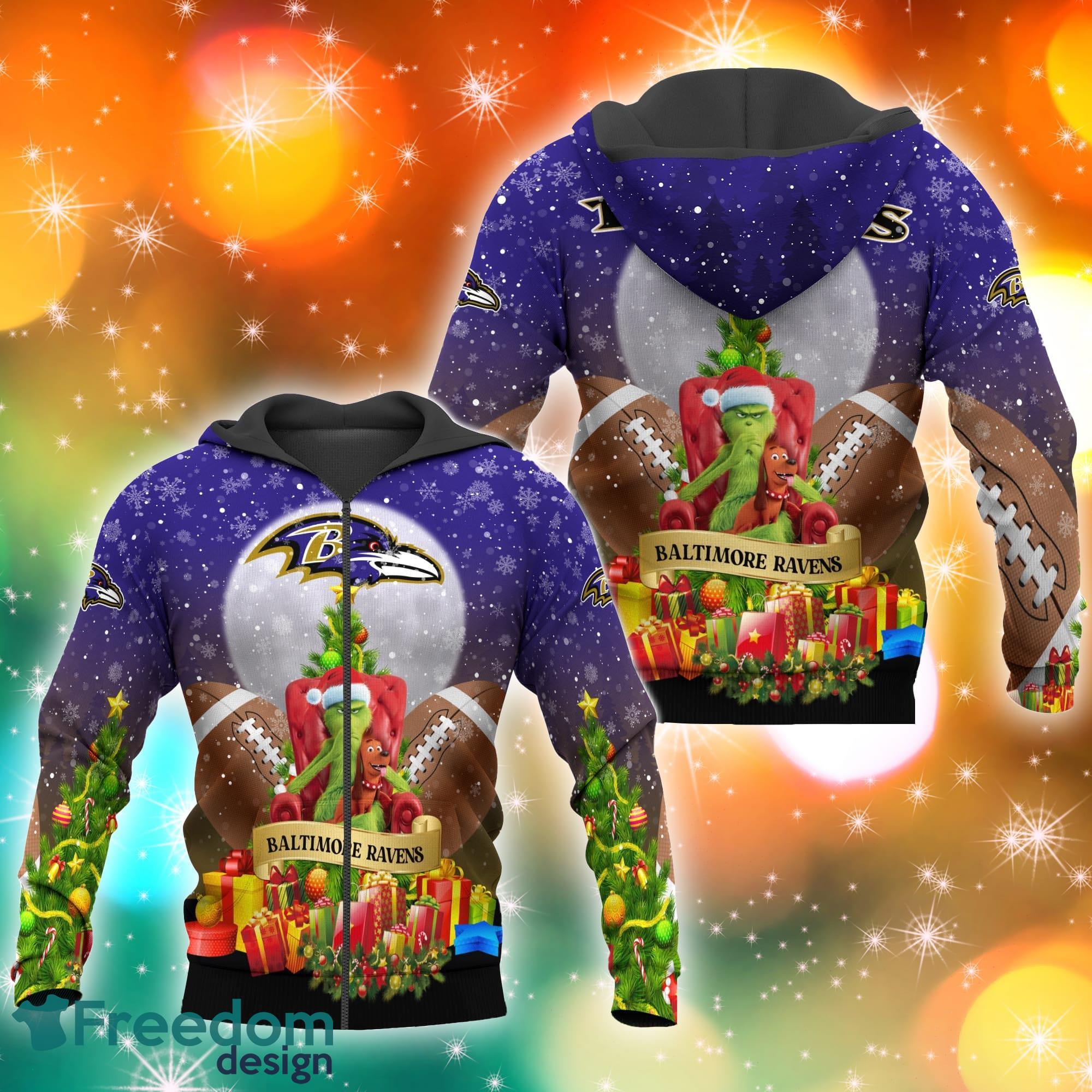 Baltimore Ravens NFL Grinch Christmas Tree 3D Hoodie Pullover Prints -  Freedomdesign