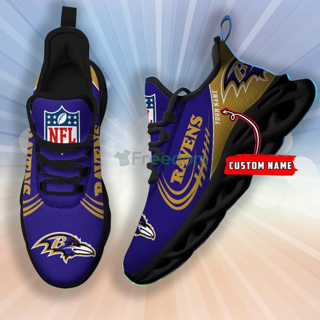 Baltimore Ravens Attitude Custom Name Chunky Sneaker AOP Gift Fans Max Soul  Shoes - YesItCustom