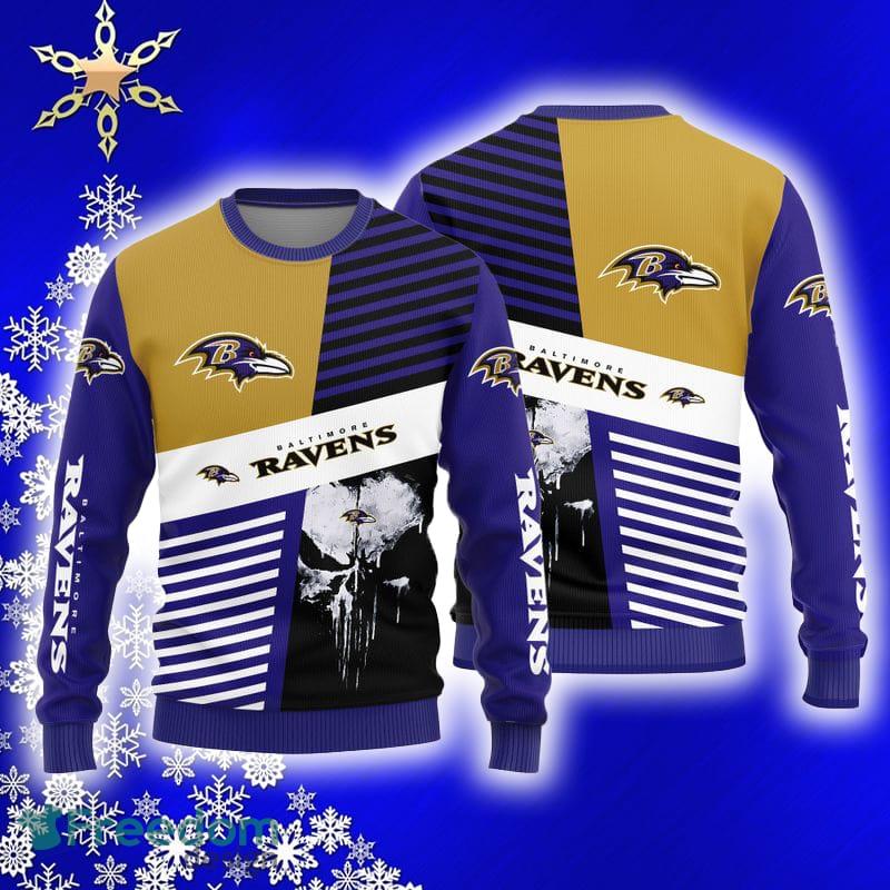 Baltimore Ravens Skull Pattern Knitted Sweater For Christmas - Freedomdesign