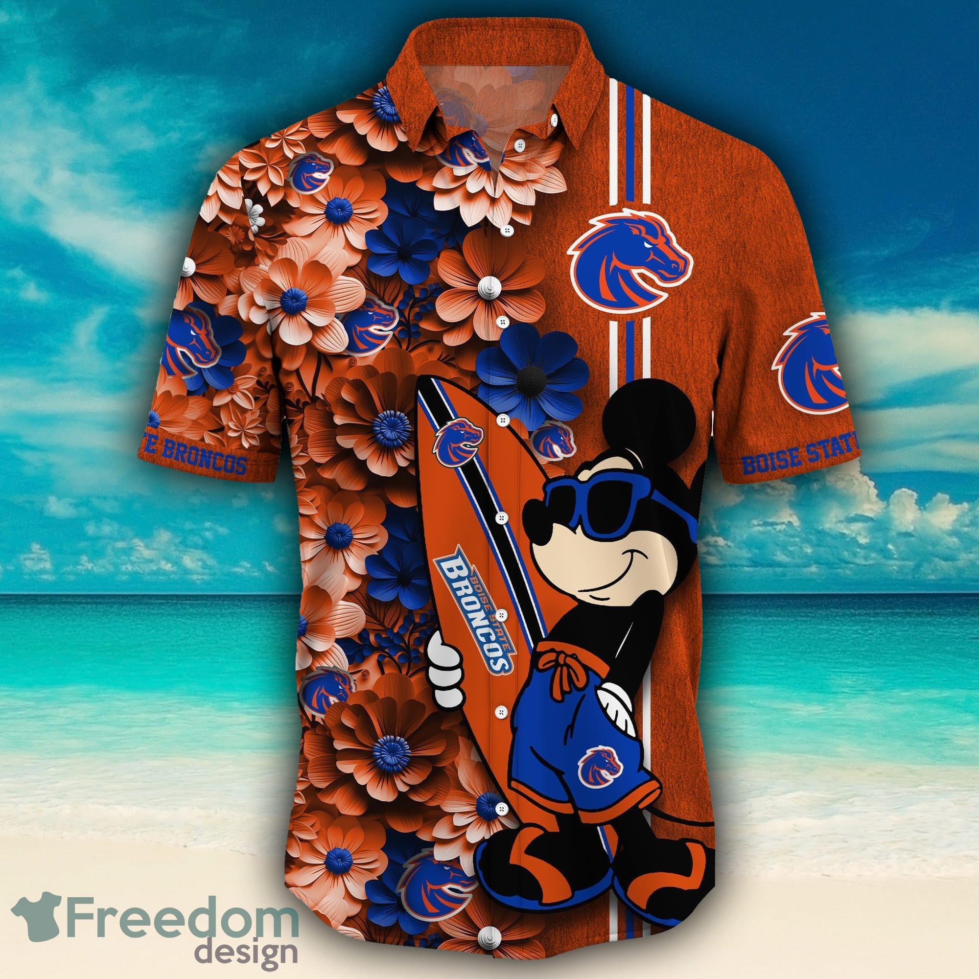 NCAA Boise State Broncos Flower Custom Button Up Hawaiian Shirt 3D Shirt,  Boise State Broncos Gifts For Men - T-shirts Low Price