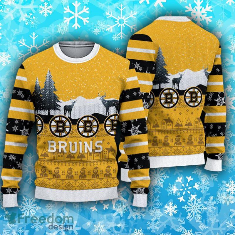 Boston Bruins Fans Caro Pattern Ugly Christmas Sweater Gift - Freedomdesign