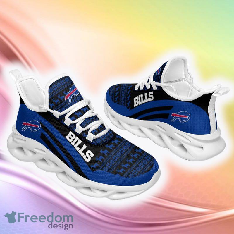 Buffalo Bills Casual Ugly Christmas Snow Flowers Blue Color Sneakers Max Soul Shoes For Fans Gift -  Buffalo Bills Christmas Color Sneakers Max Soul Shoes For Fans Gift