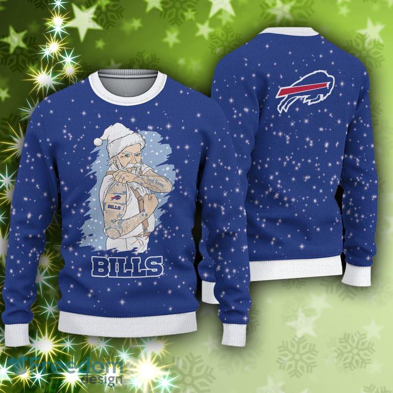 For Fans Buffalo Bills Christmas Funny DJ Santa Ugly Christmas Sweater Men  And Women Christmas Gift