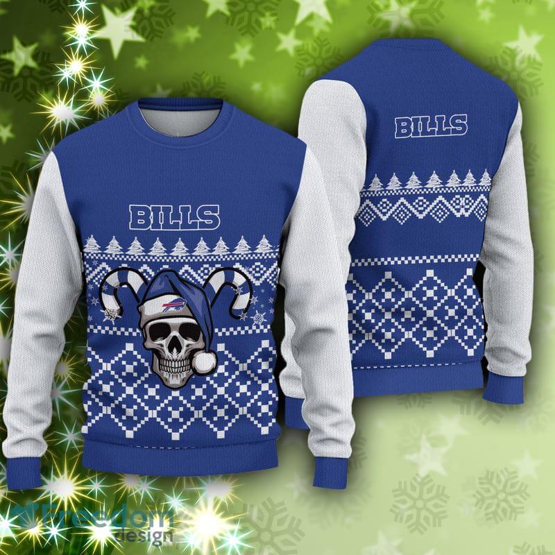 Buffalo Bills Fans Skull Casual Ugly Christmas Sweater - Freedomdesign
