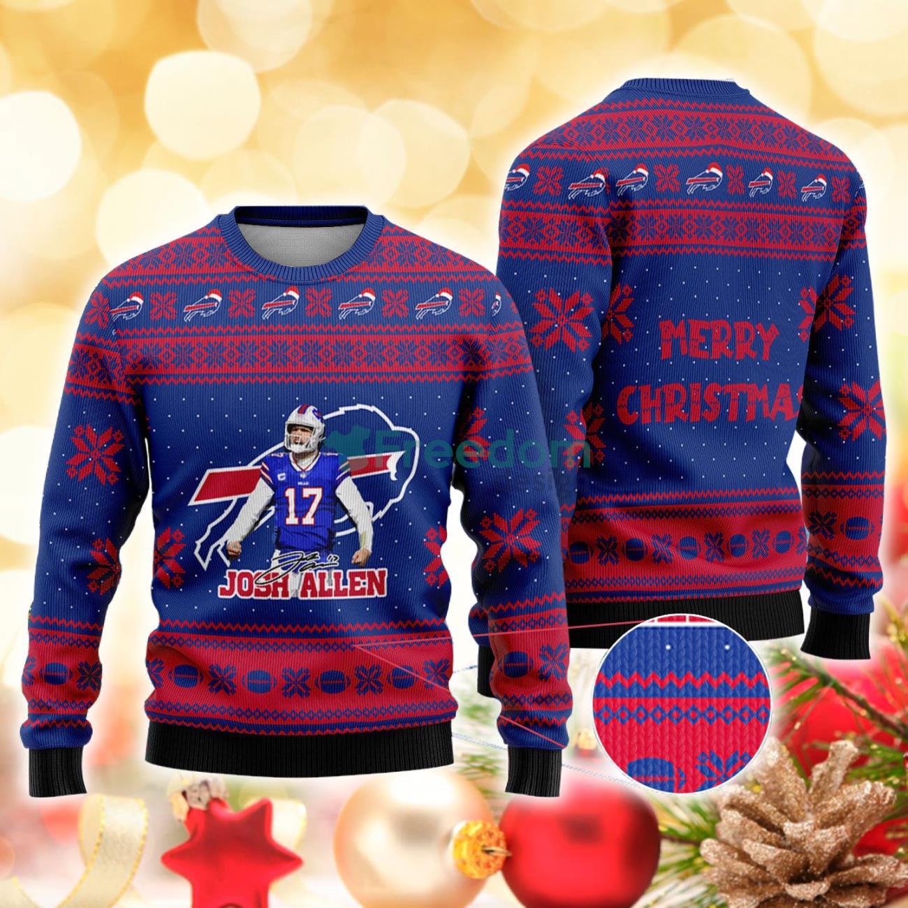 Buffalo Bills Josh Allen 17 Red Ugly Christmas All Over Print Sweater