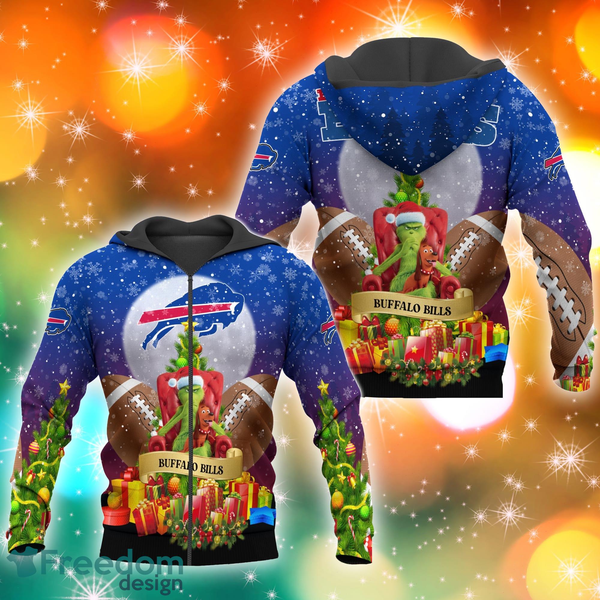 Buffalo Bills NFL Grinch Christmas Tree 3D Hoodie Pullover Prints