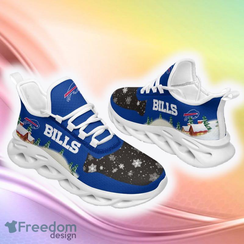 Buffalo Bills Print Ugly Christmas Snow Flowers Blue Color Sneakers Max Soul Shoes For Fans Gift -  Buffalo Bills Christmas Color Sneakers Max Soul Shoes For Fans Gift