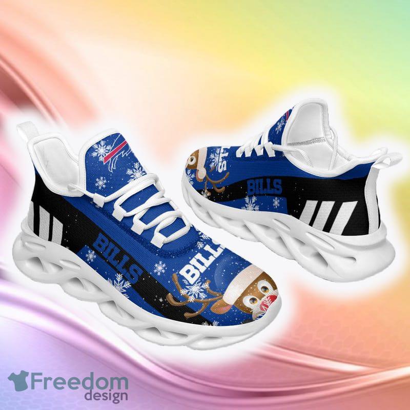 Buffalo Bills Reindeer Ugly Christmas Snow Flowers Blue Color Sneakers Max Soul Shoes For Fans Gift -  Buffalo Bills Reindeer Christmas Color Sneakers Max Soul Shoes For Fans Gift