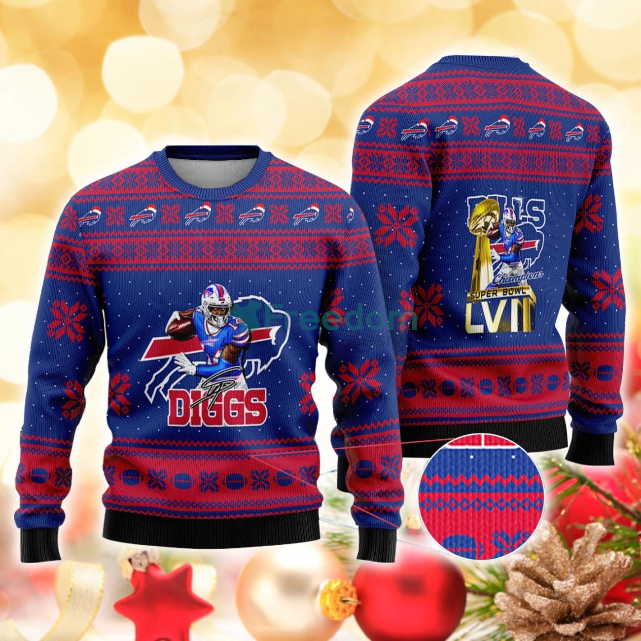 Buffalo Bills - Stefon Diggs #14 Super Bowl LVII Champions 2023 Christmas Knitted Sweater Product Photo 1