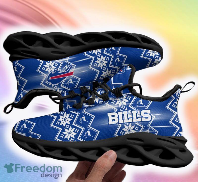 Buffalo Bills Summer Ugly Christmas Snow Flowers Blue Color Sneakers Max Soul Shoes For Fans Gift -  Buffalo Bills Christmas Color Sneakers Max Soul Shoes For Fans Gift