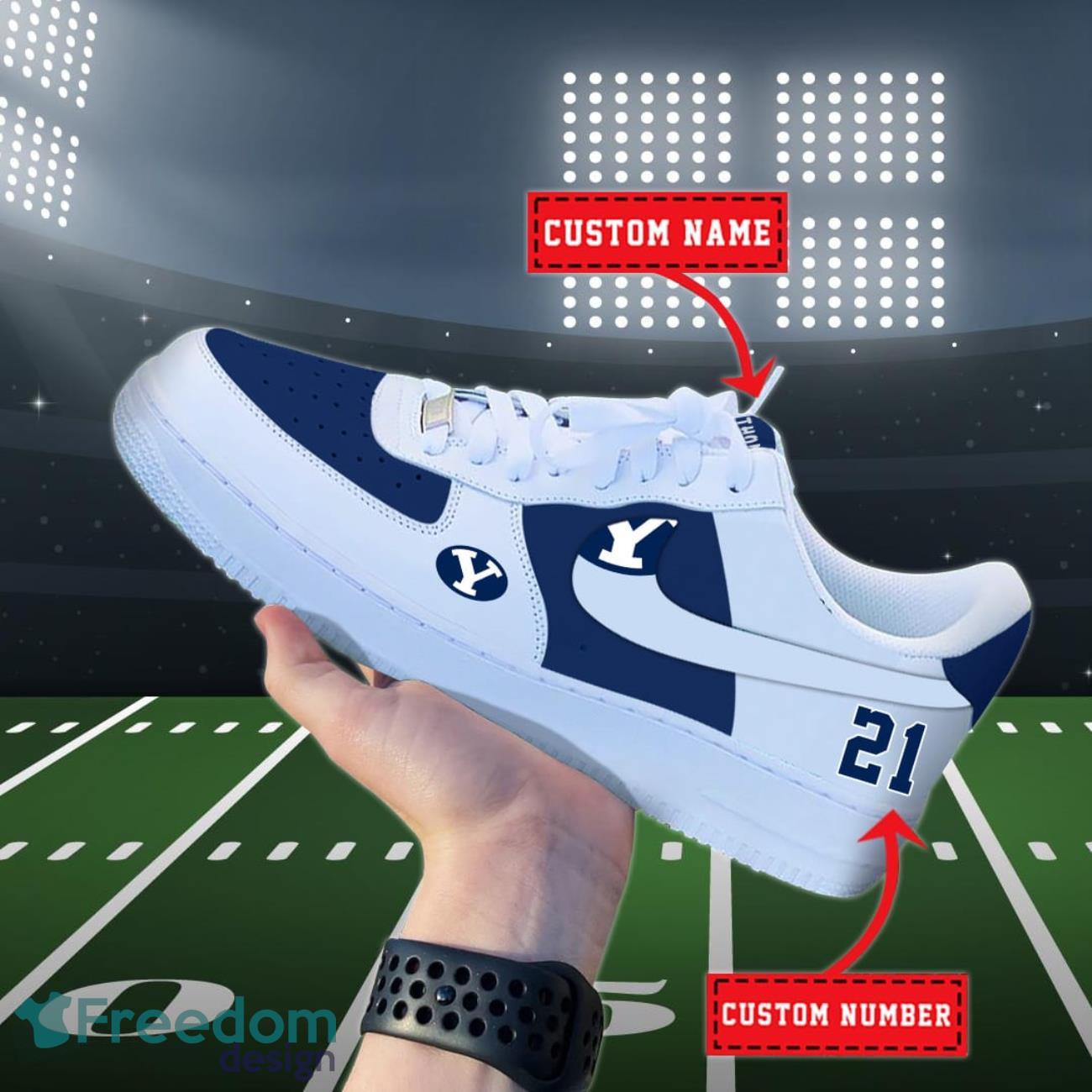 BYU Cougars NCAA Air Force Shoes Custom Name Product Photo 1