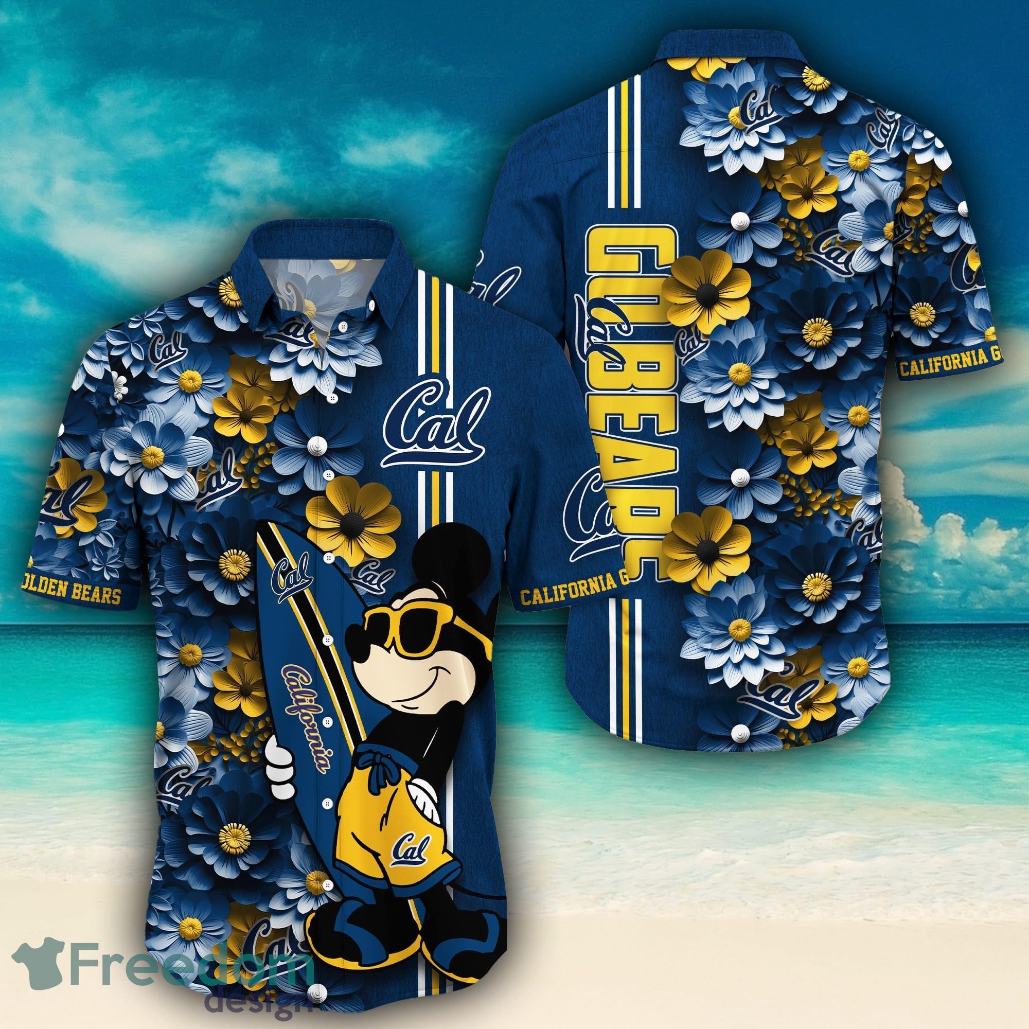 California Golden Bears Surfboard Parttern Mickey Mouse Flower Hawaiian  Shirt - Freedomdesign