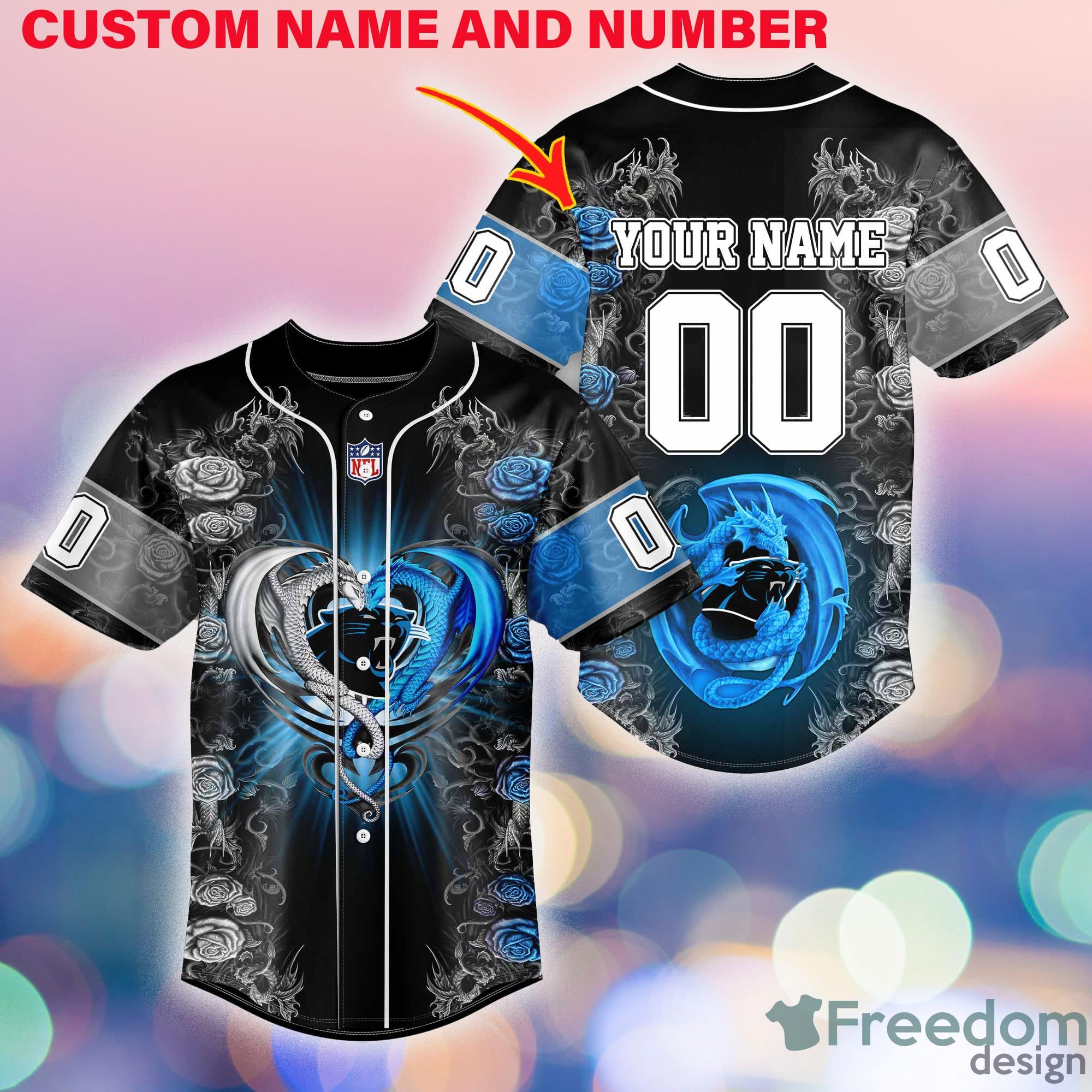 Custom Number And Name NFL Carolina Panthers Logo Hello Kitty Baseball Jersey  Shirt - Banantees