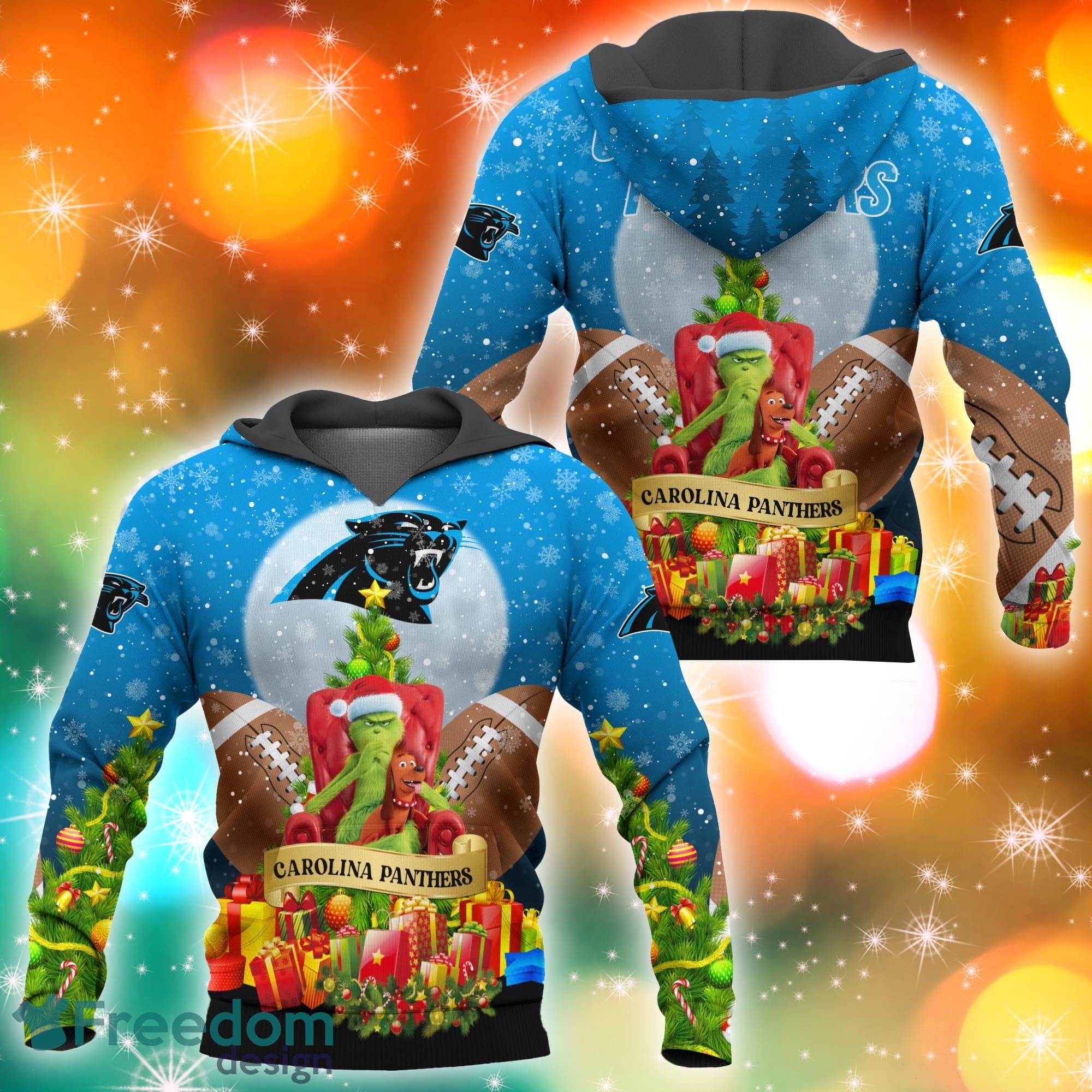 Carolina Panthers NFL Grinch Christmas Tree 3D Hoodie Pullover