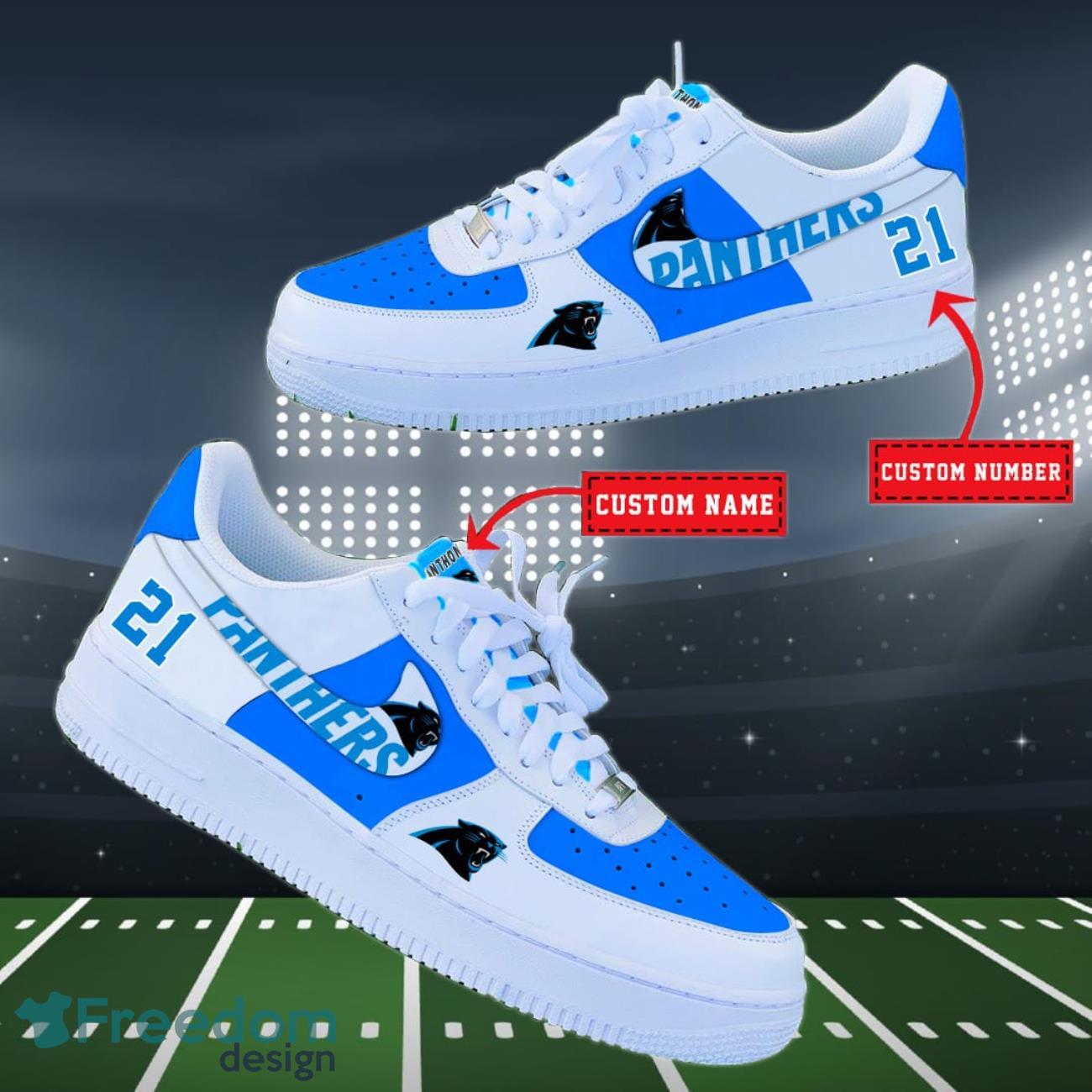 Carolina Panthers NFL Personalized Air Force Shoes Custom Name Product Photo 2