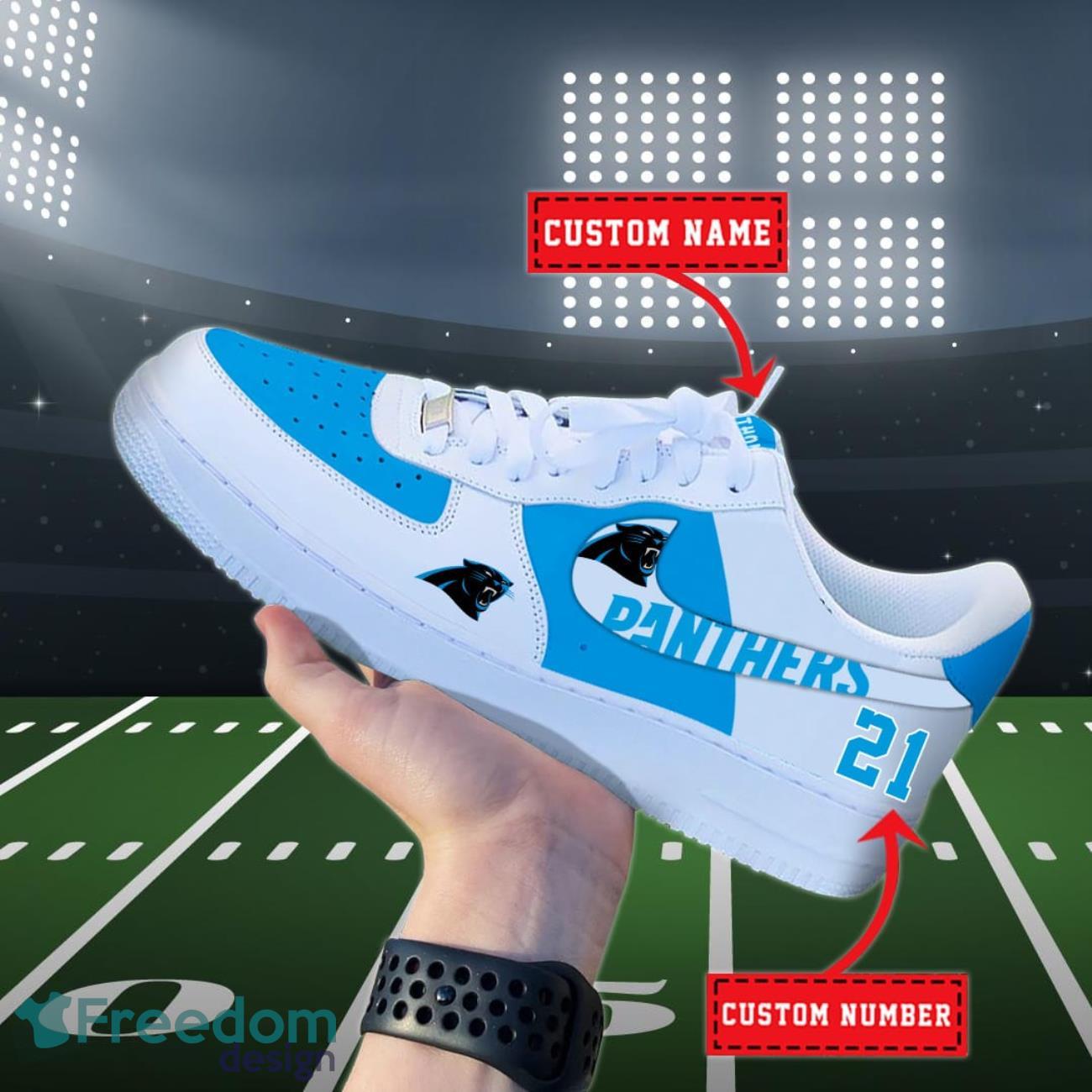 Carolina Panthers NFL Personalized Air Force Shoes Custom Name Product Photo 1