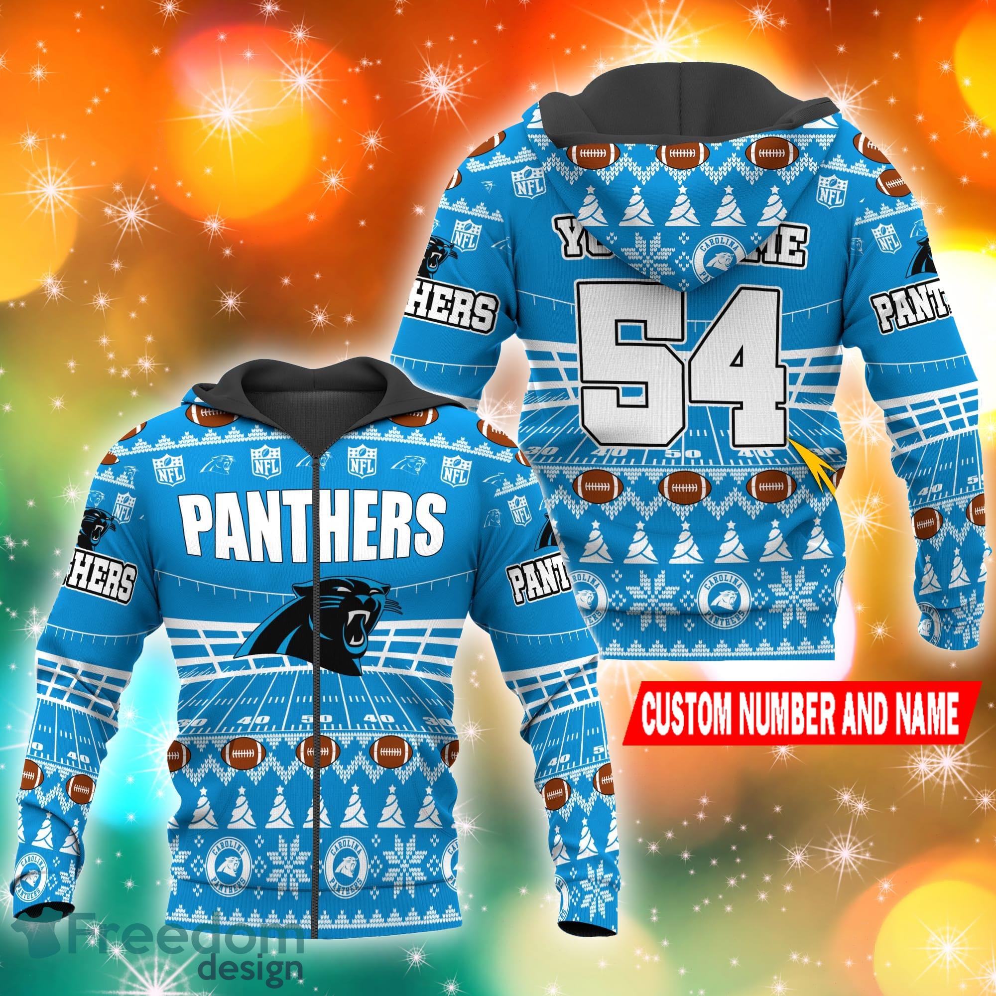 Carolina Panthers NFL Ugly Stadiums Christmas 3D Zip Hoodie Custom Number  And Name - Freedomdesign