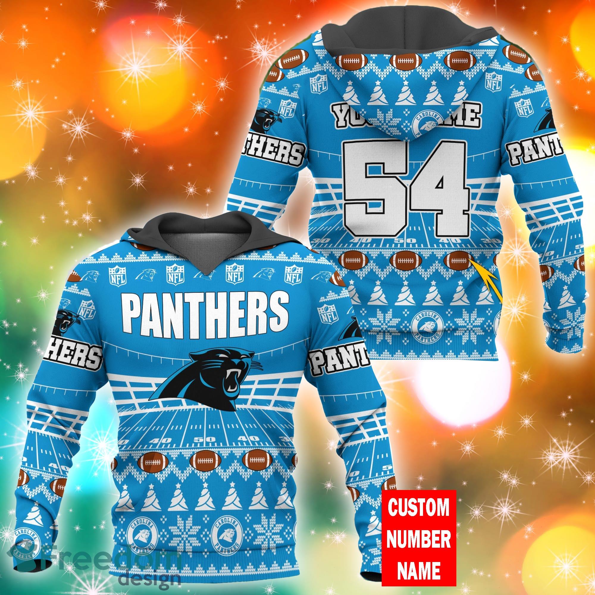 NFL Carolina Panthers Custom Name And Number 3D Ugly Christmas