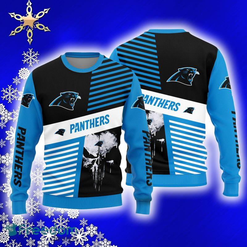 Carolina Panthers NFL Wardrobe Knitted Custom Number And Name Ugly  Christmas Sweater Black Gift For Fans - Freedomdesign